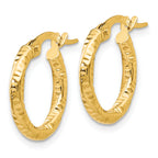 14K Polished and Textured Hoop Earrings