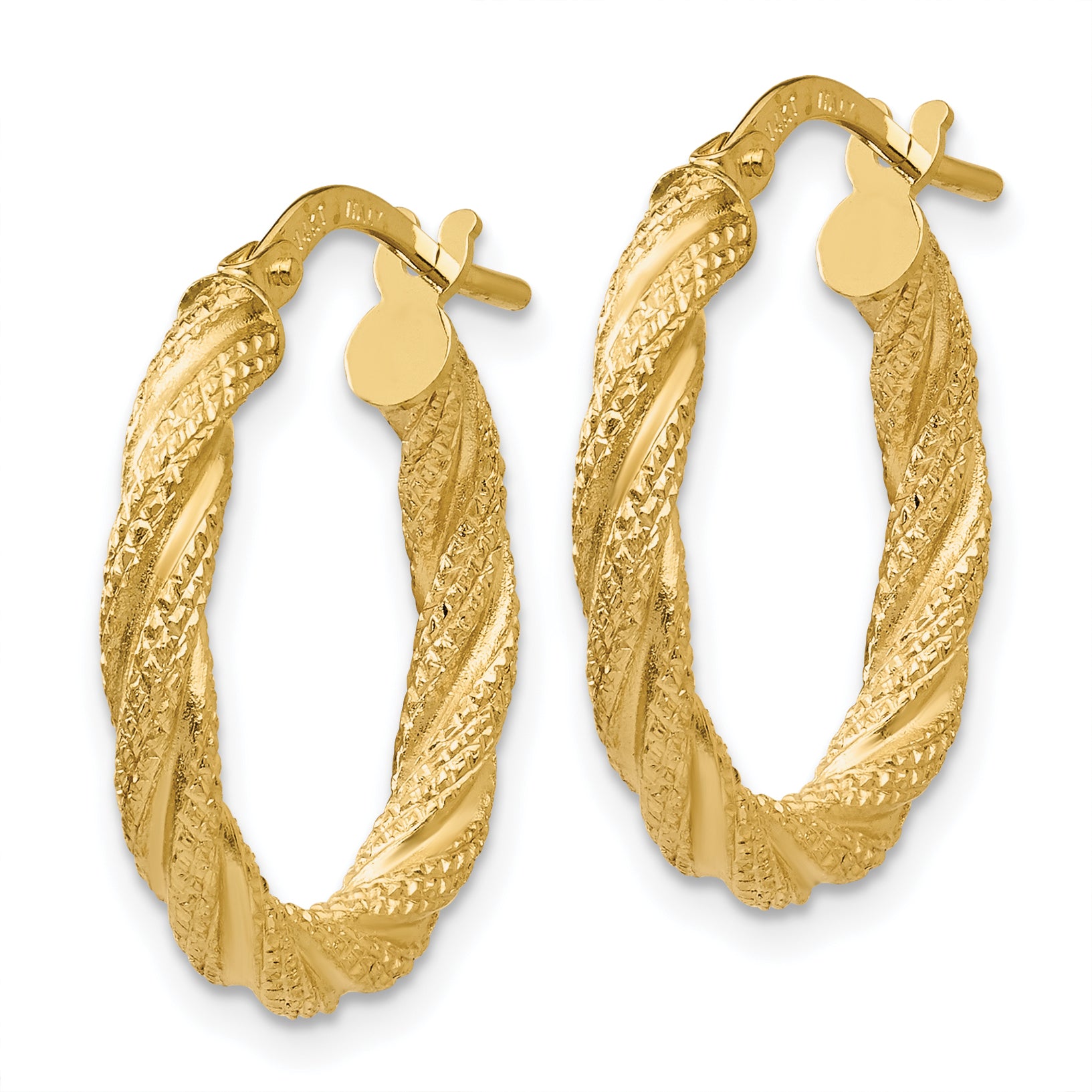 14K Twisted Textured Hoop Earrings Secondary image