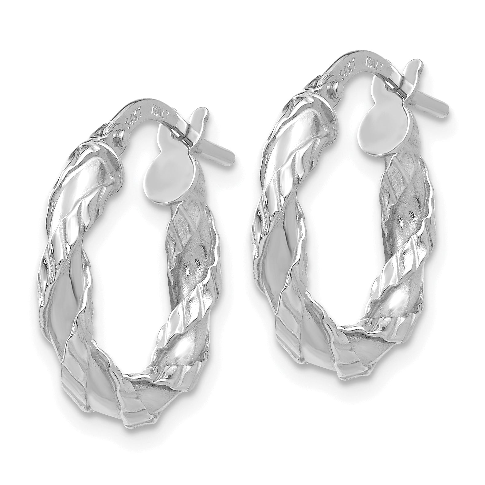 14K White Gold Twisted Rope Hoop Earrings Secondary image