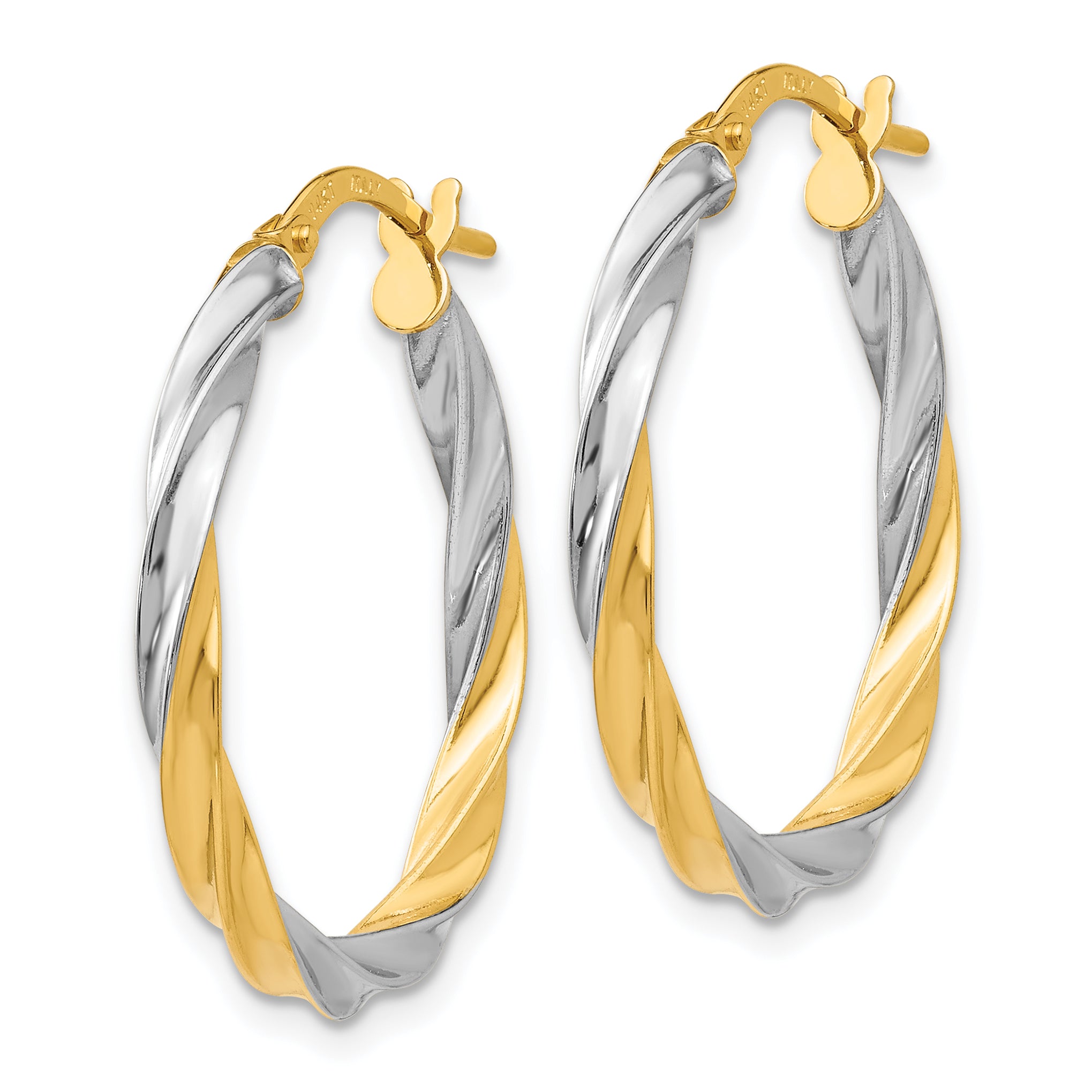 14K & Rhodium Twisted Hoop Earrings Secondary image