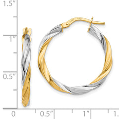 14K & Rhodium Twisted Hoop Earrings