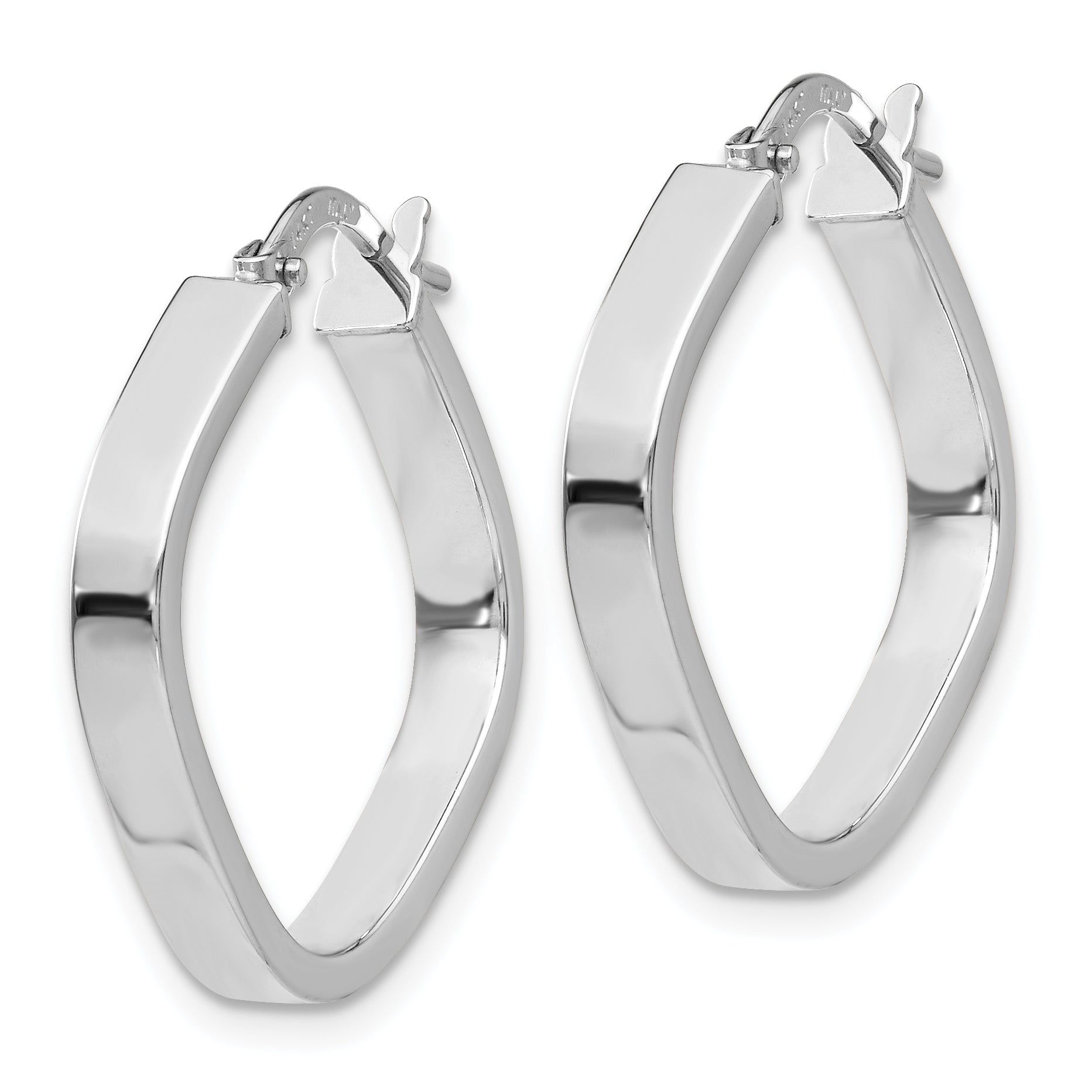 14K White Gold Flat Edge Square Hoop Earrings Secondary image