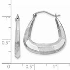 14k White Gold Polished, Satin and Diamond-cut Hoop Earrings