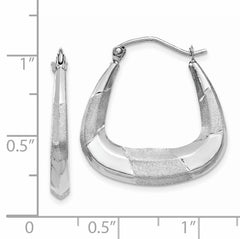14k White Gold Polished, Satin and Diamond-cut Hoop Earrings