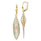 14K Two-tone Polished Diamond-cut Dangle Leverback Earrings