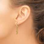 14K Gold Polished Dangle Leverback Earrings
