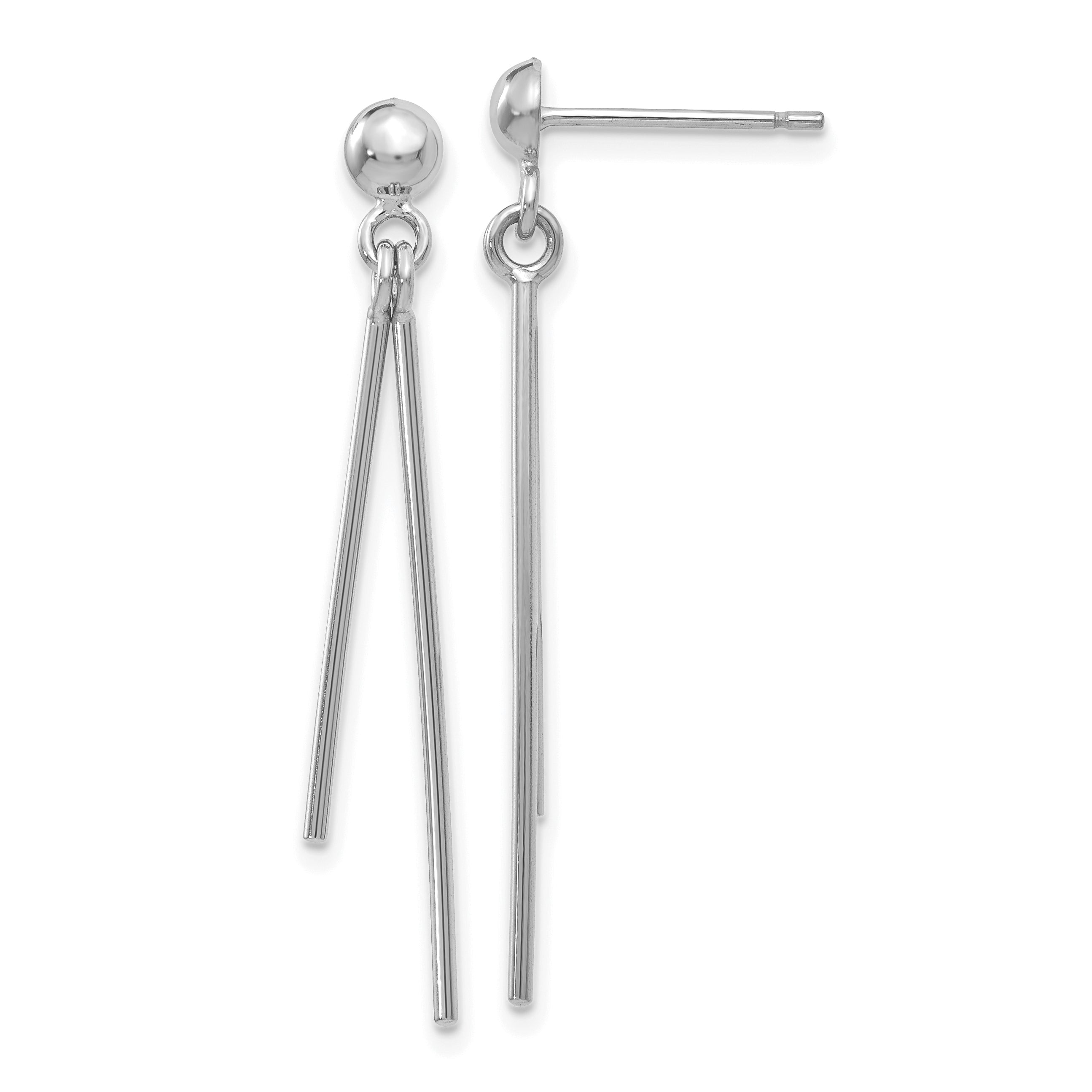 14k White Gold Polished Post Dangle Earrings Main image