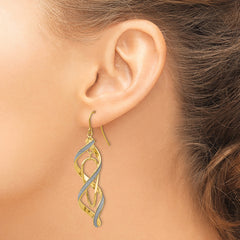 14k Polished Glitter Infused Spiral Dangle Earrings