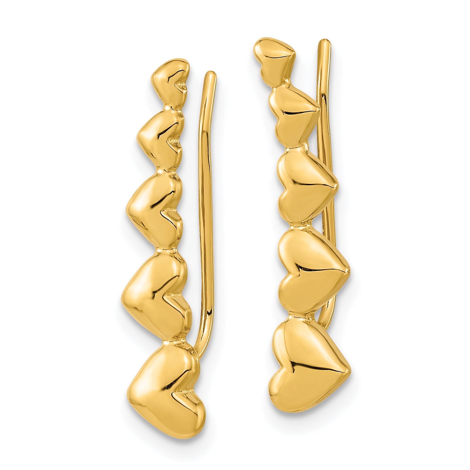 14k Gold Heart Polished Ear Climber Earrings Secondary image