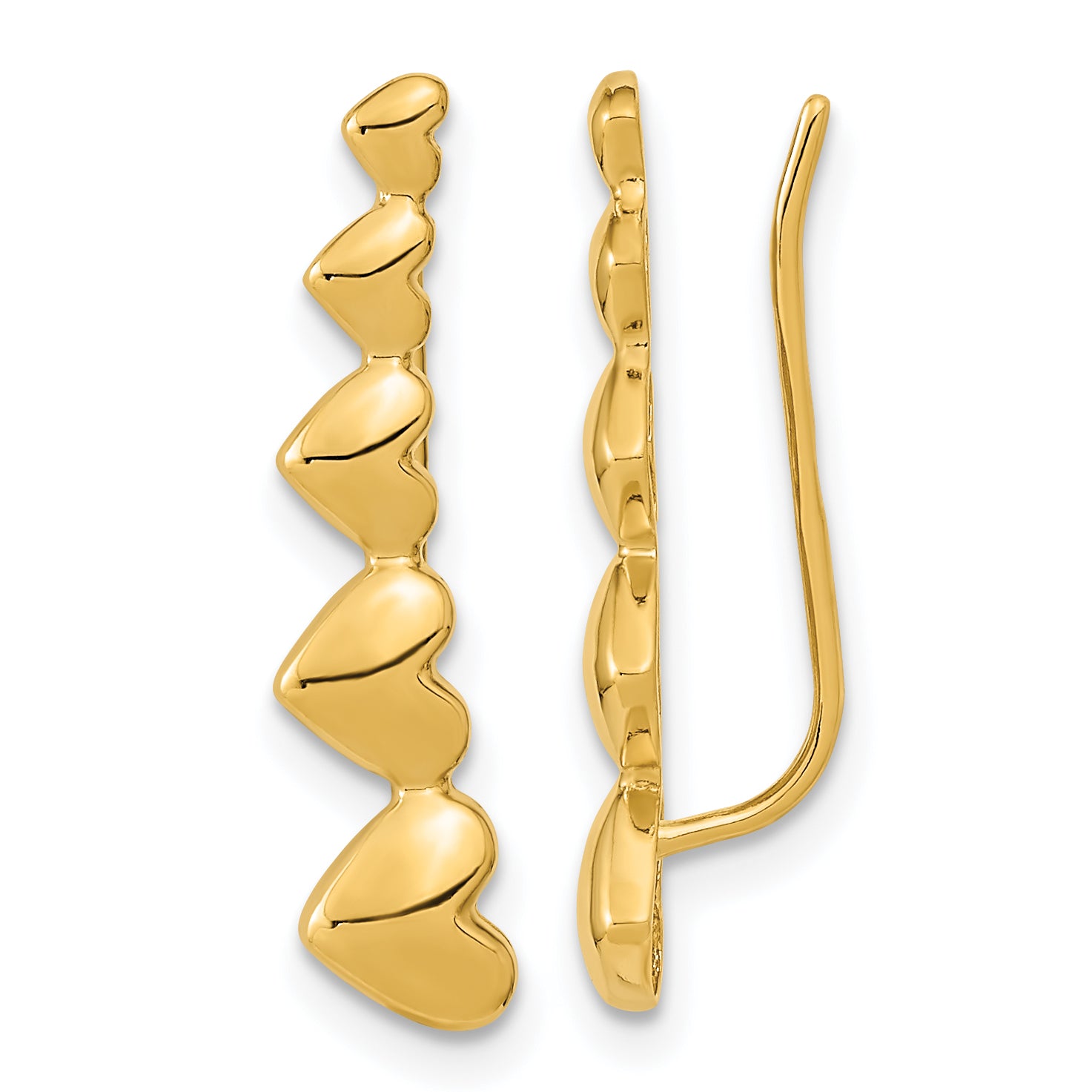 14k Gold Heart Polished Ear Climber Earrings Main image