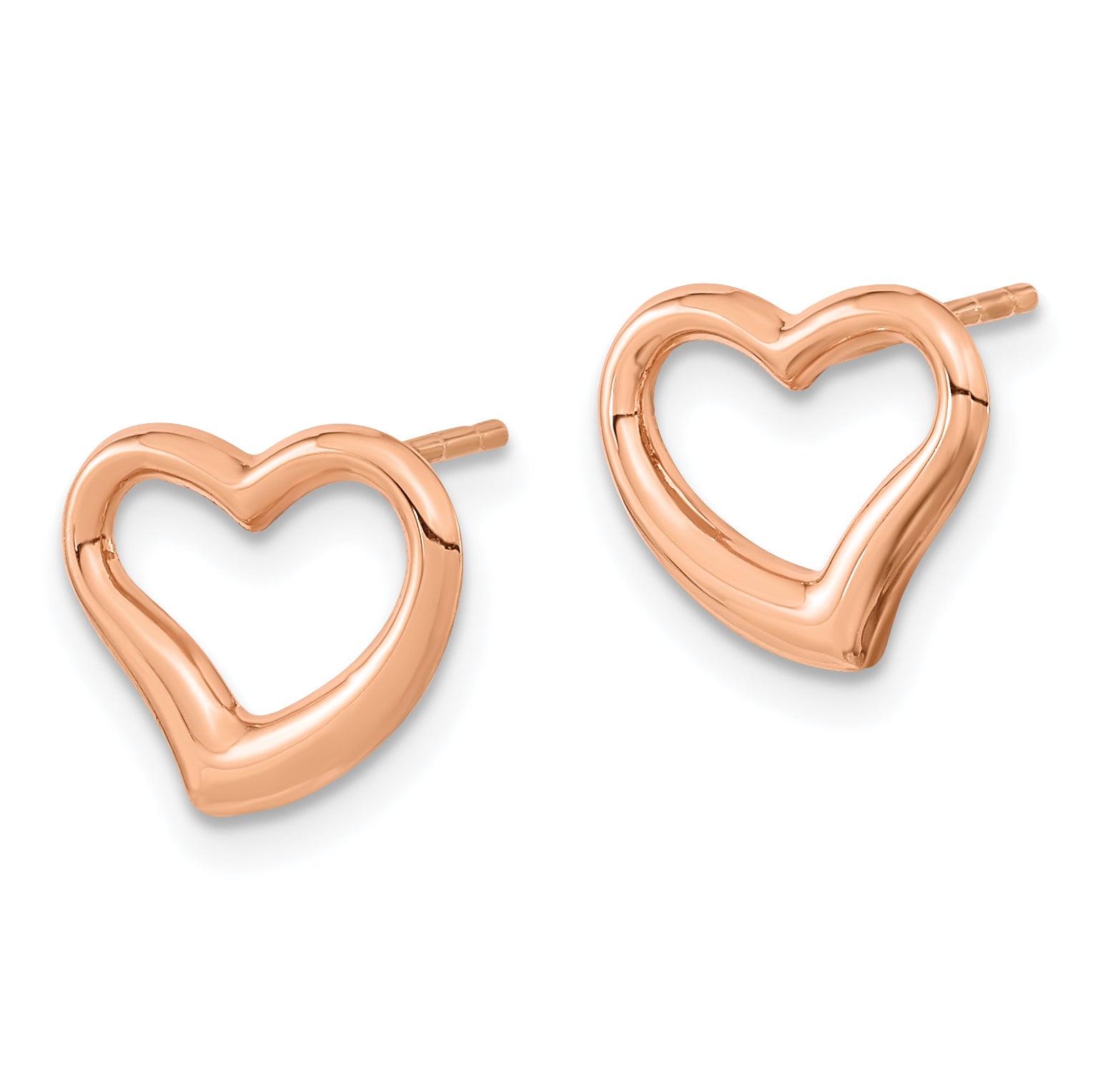 14k Rose Gold Polished Heart Post Earrings Secondary image