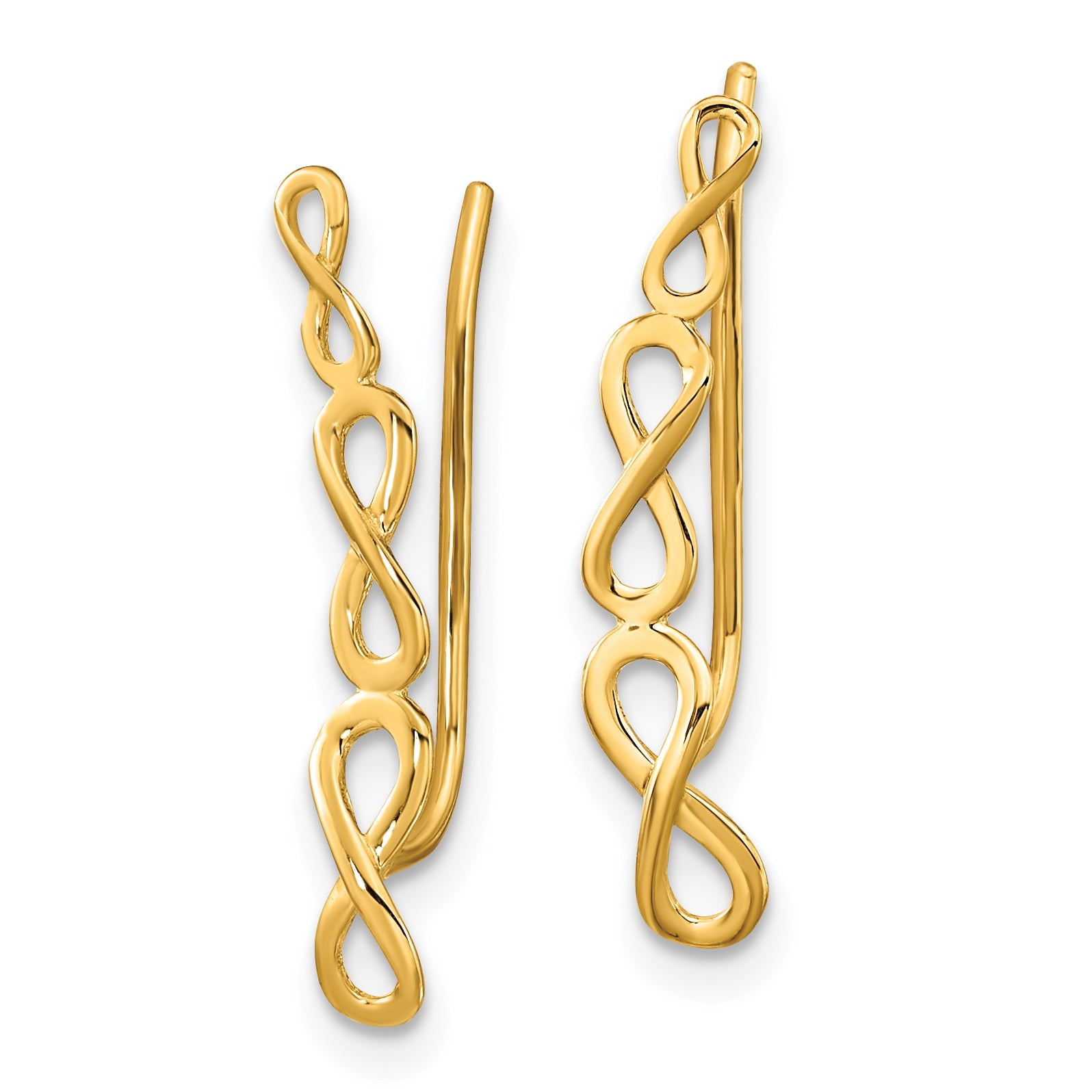 14k Gold Polished Infinity Ear Climber Earrings Secondary image
