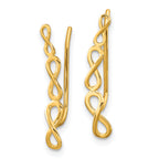 14k Gold Polished Infinity Ear Climber Earrings