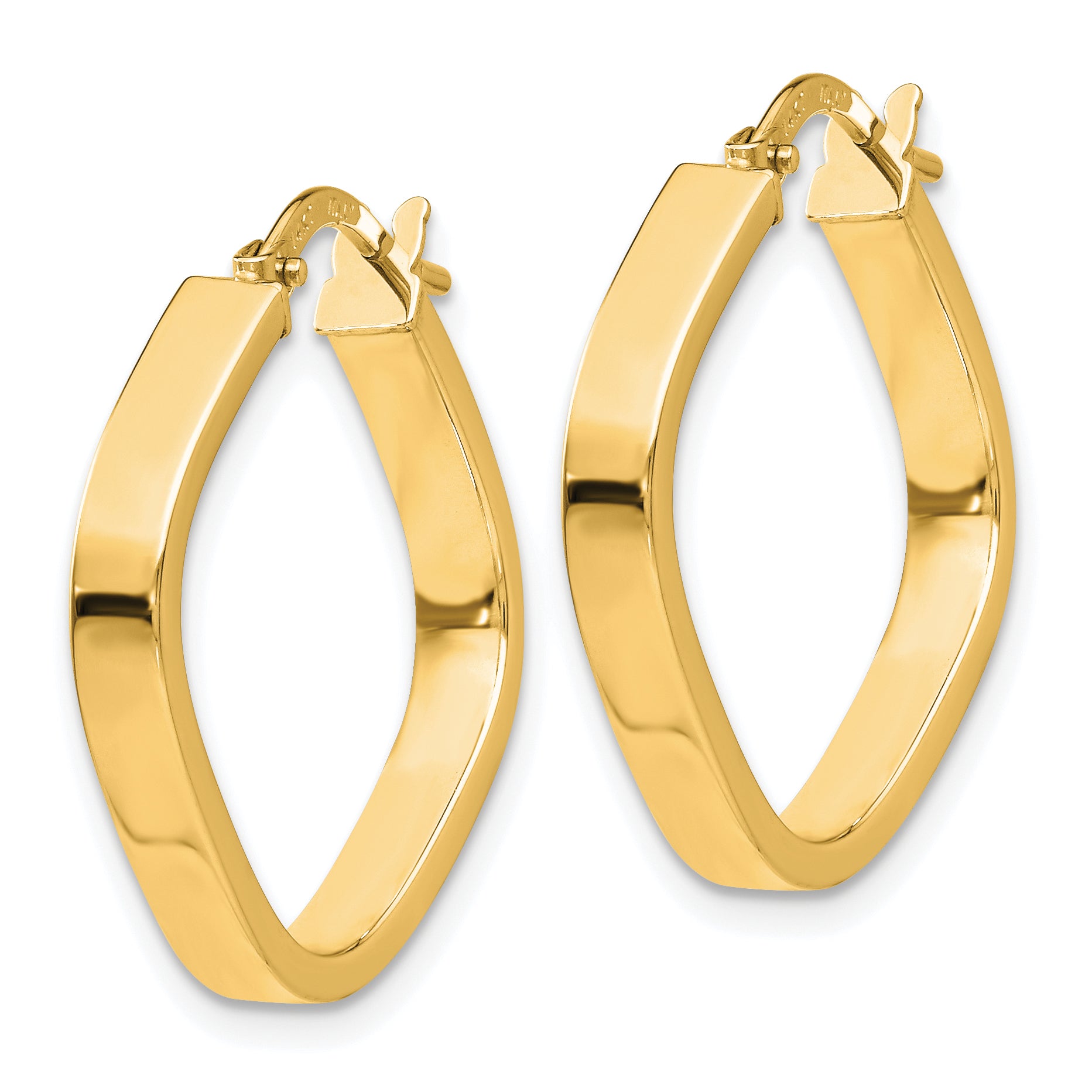 14K Flat Edge Square Hoop Earrings Secondary image