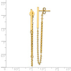 14k Polished and Twisted Bar w/Chain Post Earrings