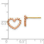 14K Rose Polished Twisted Heart Post Earrings