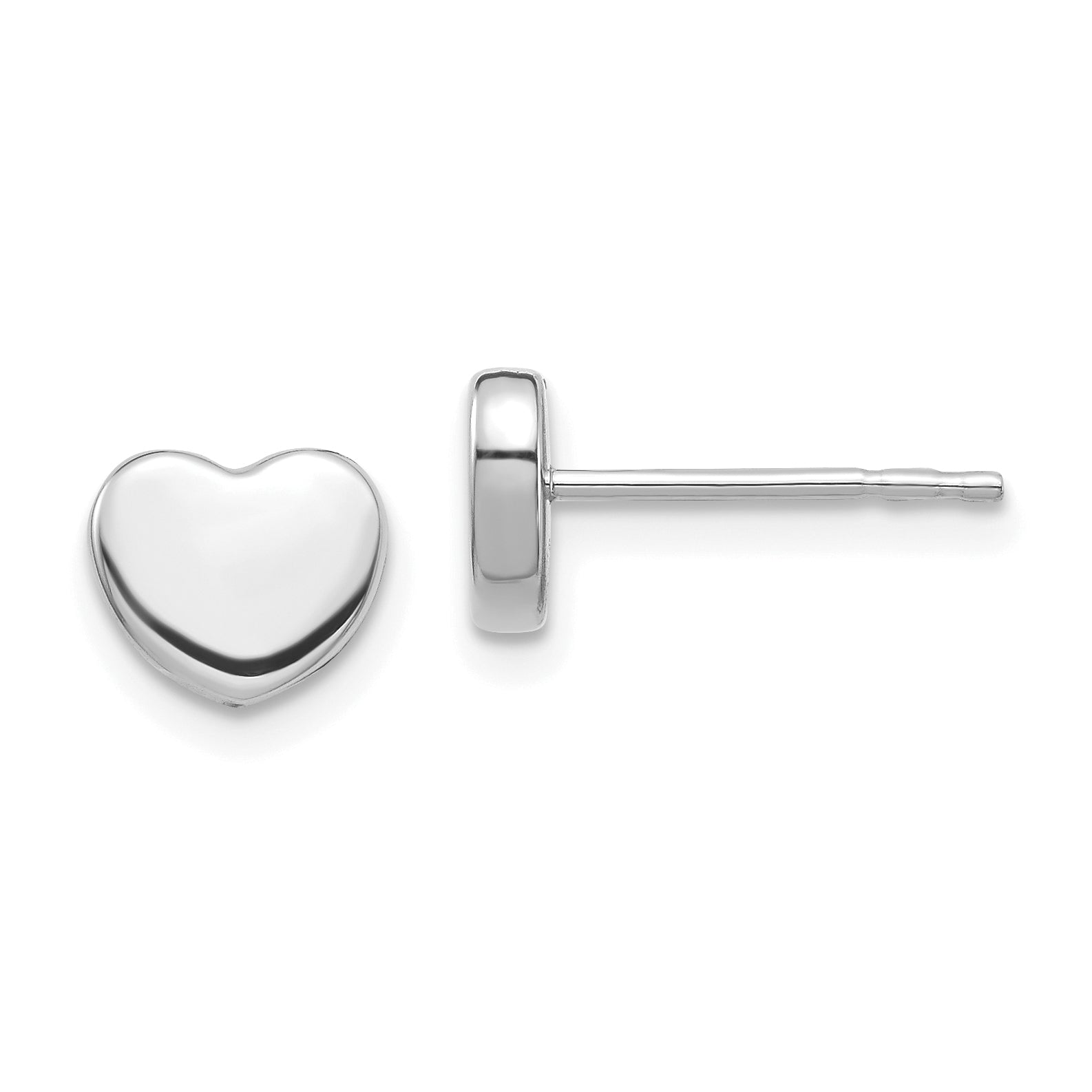 14K White Gold Polished Heart Post Earrings Main image