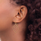14k Two-tone Diamond-cut Graduated Square Shepherd Hook Earrings