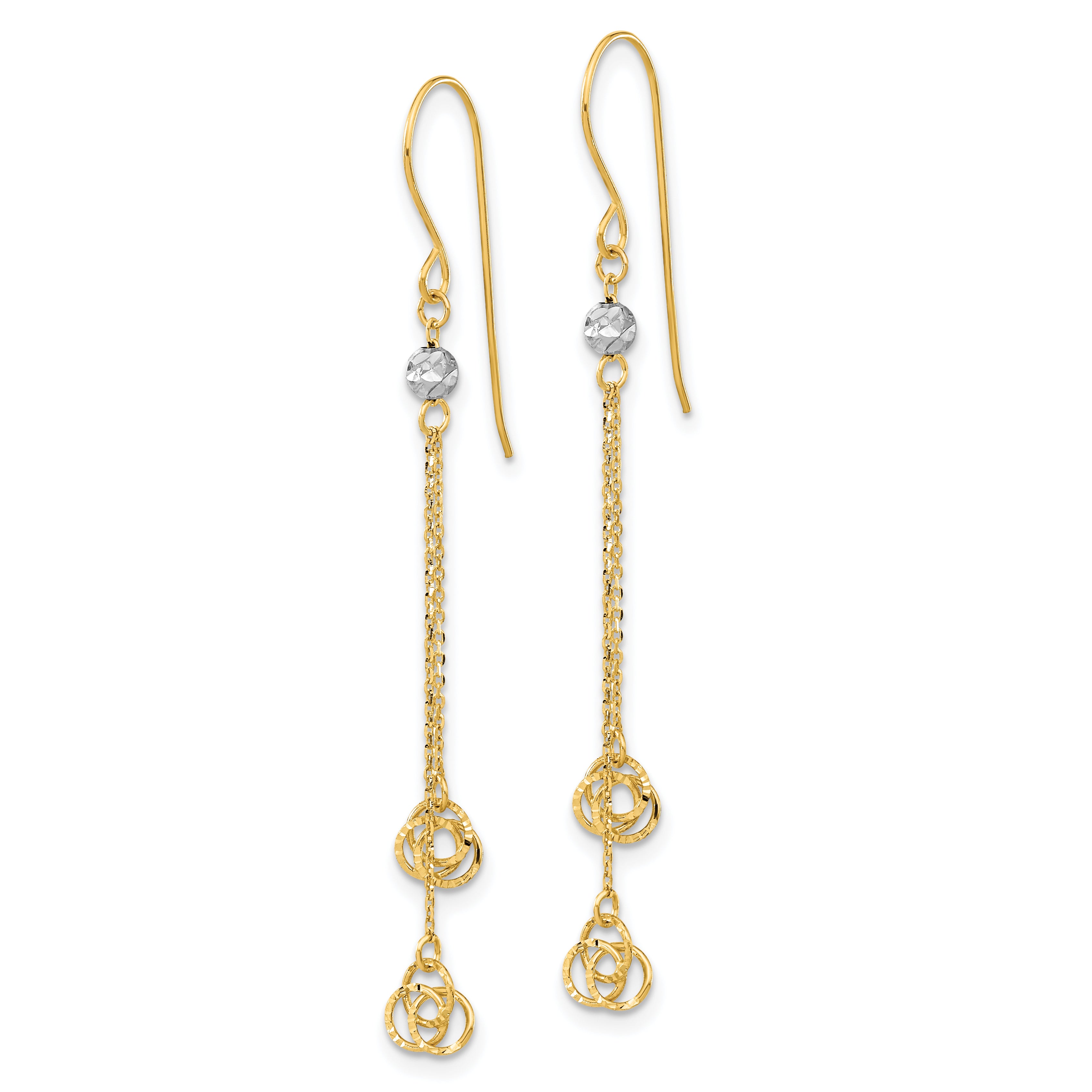 14k Two-tone Polished D/C Love Knot Dangle Shepherd Hook Earrings Secondary image