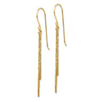 14k Polished Diamond-cut Chain and Bar Shepherd Hook Earrings