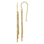 14k Polished Diamond-cut Chain and Bar Shepherd Hook Earrings