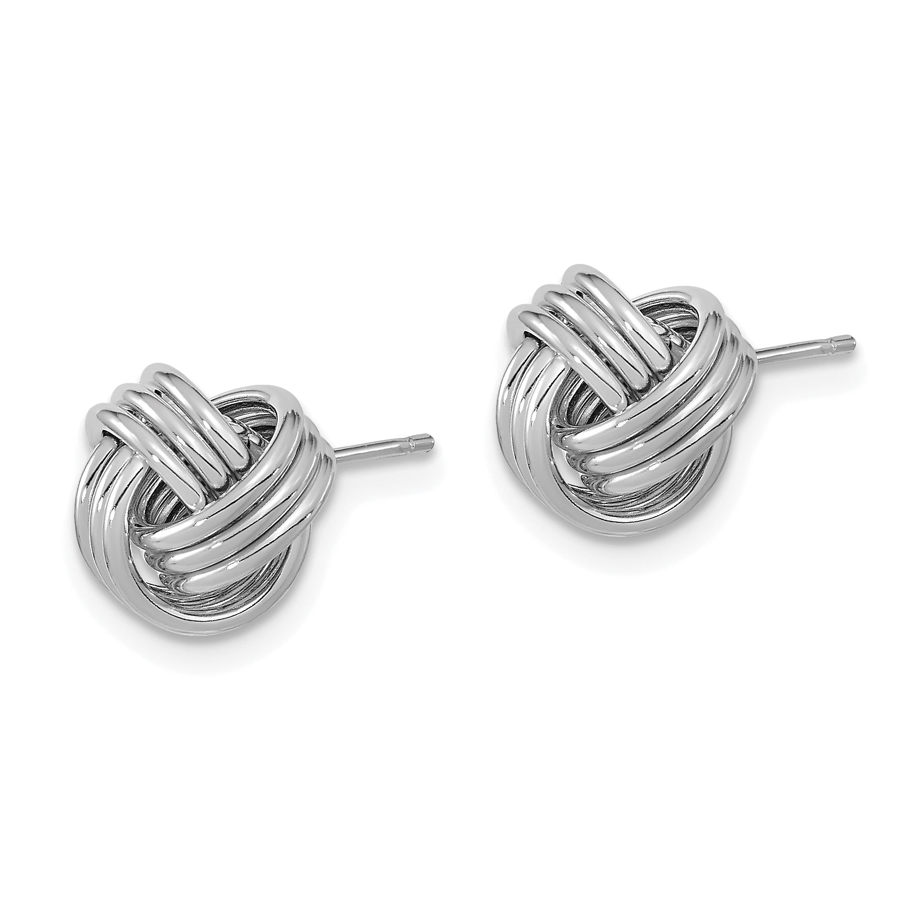 14k White Gold Polished Triple Love Knot Post Earrings Secondary image