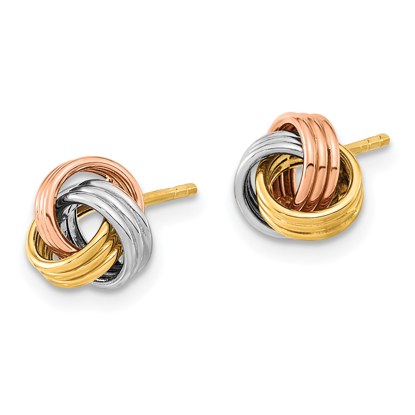 14k w/Rose and White Rhodium Polished Love Knot Post Earrings Secondary image