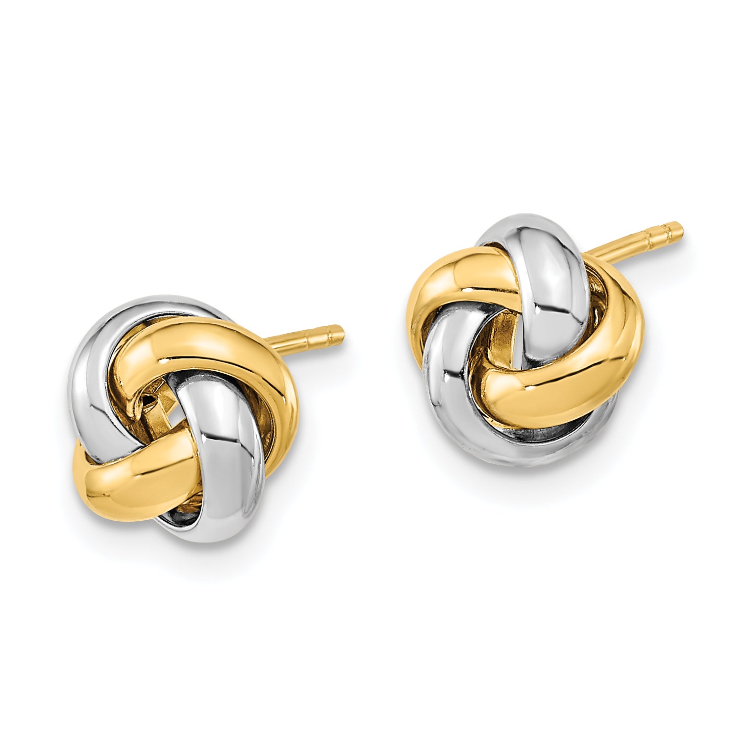 14k Two-Tone Polished Love Knot Post Earrings Secondary image