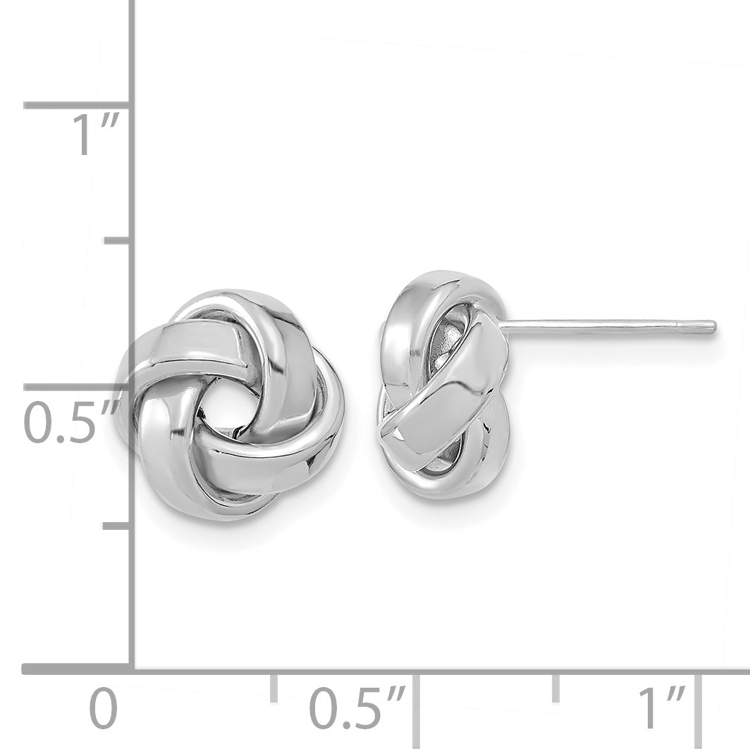 14k White Gold Polished Love Knot Post Earrings