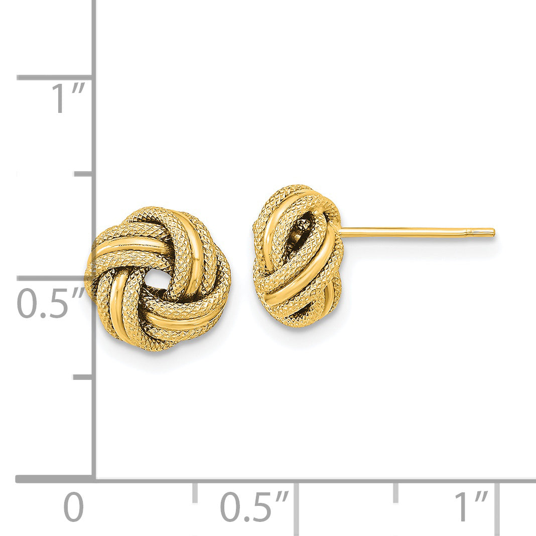 14k Polished Textured Triple Love Knot Earrings Secondary image