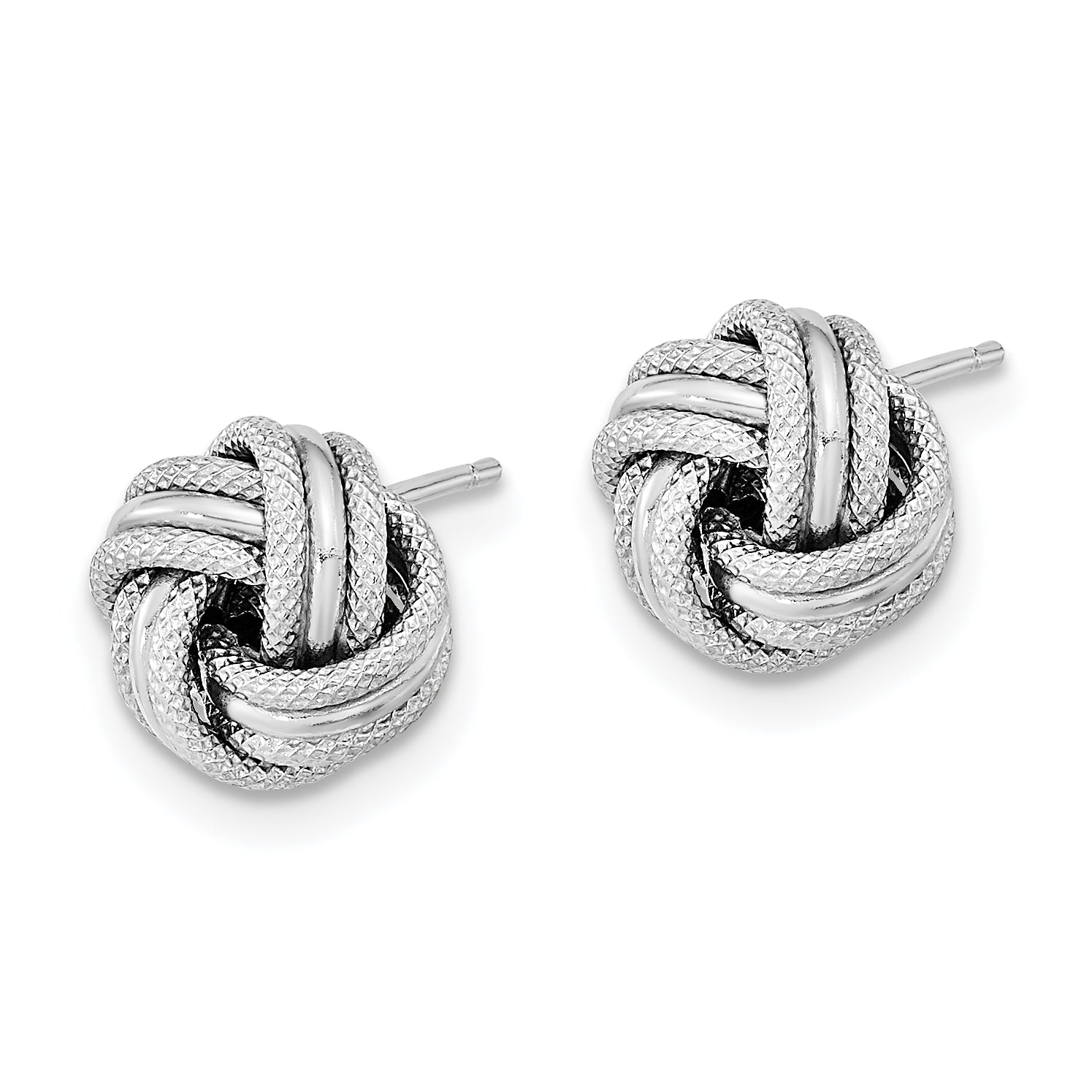 14k White Gold Polished Textured Triple Love Knot Post Earrings Secondary image
