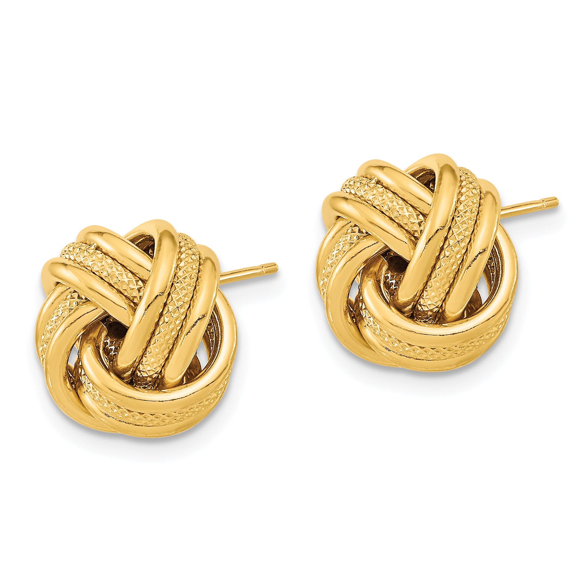 14k Polished Textured Triple Love Knot Post Earrings Secondary image