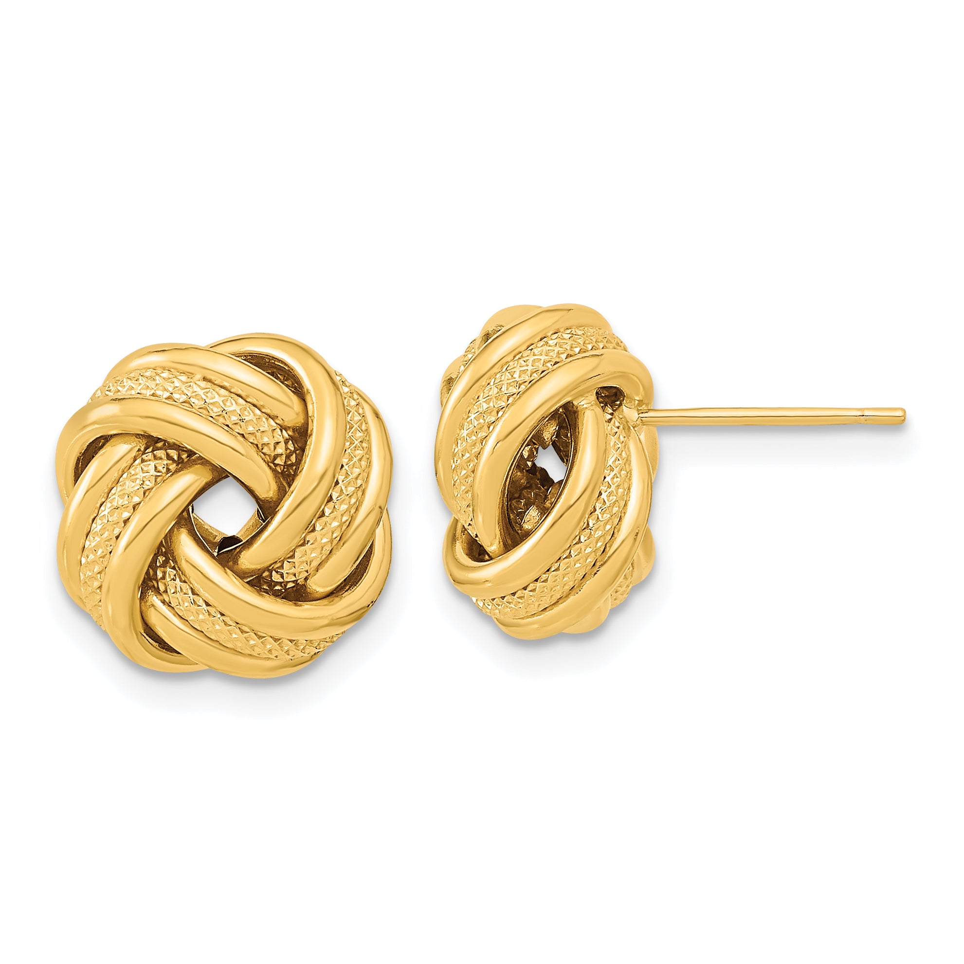 14k Polished Textured Triple Love Knot Post Earrings Main image
