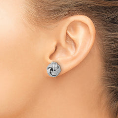 14k White Gold Polished Textured Love Knot Post Earrings