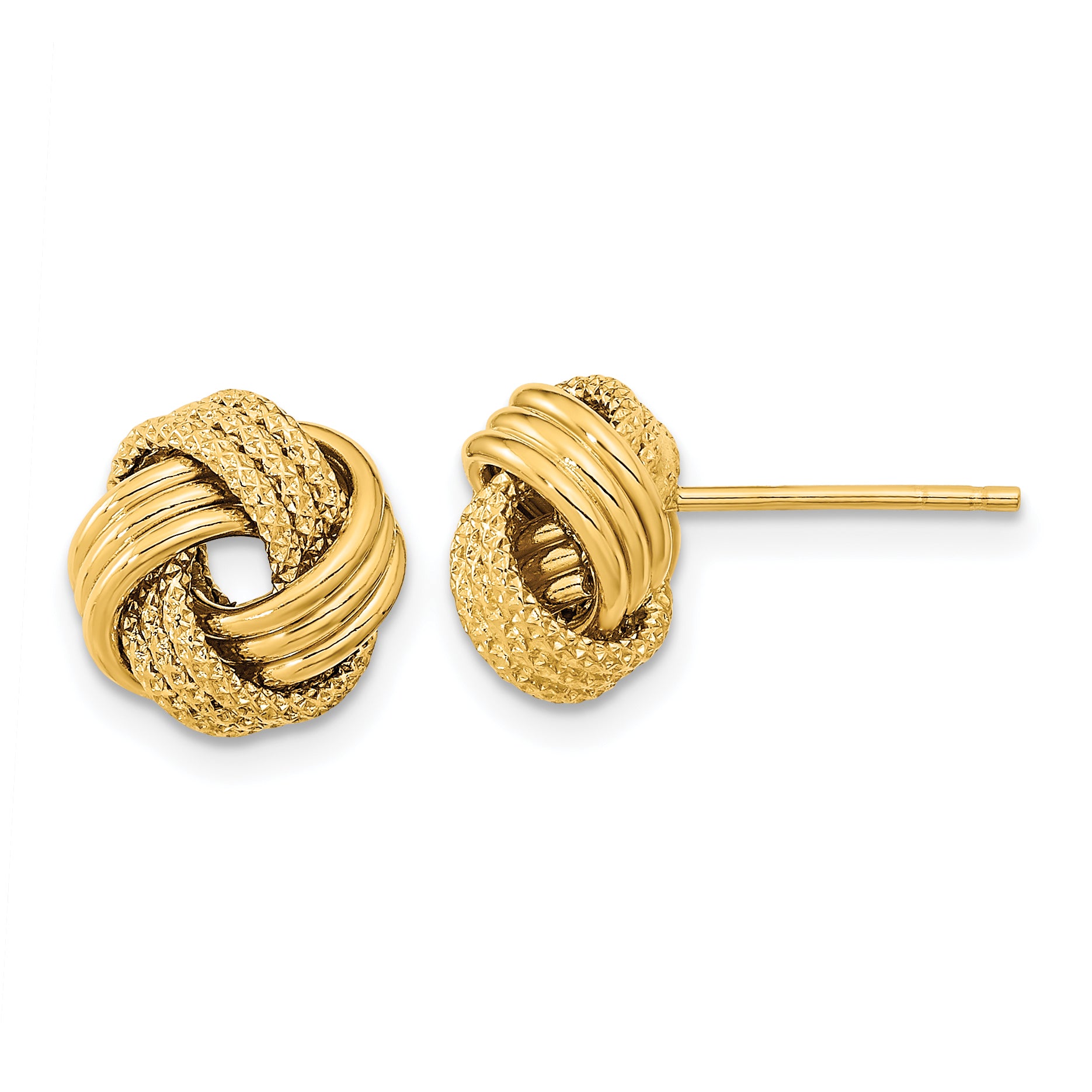 14k Polished Textured Love Knot Post Earrings