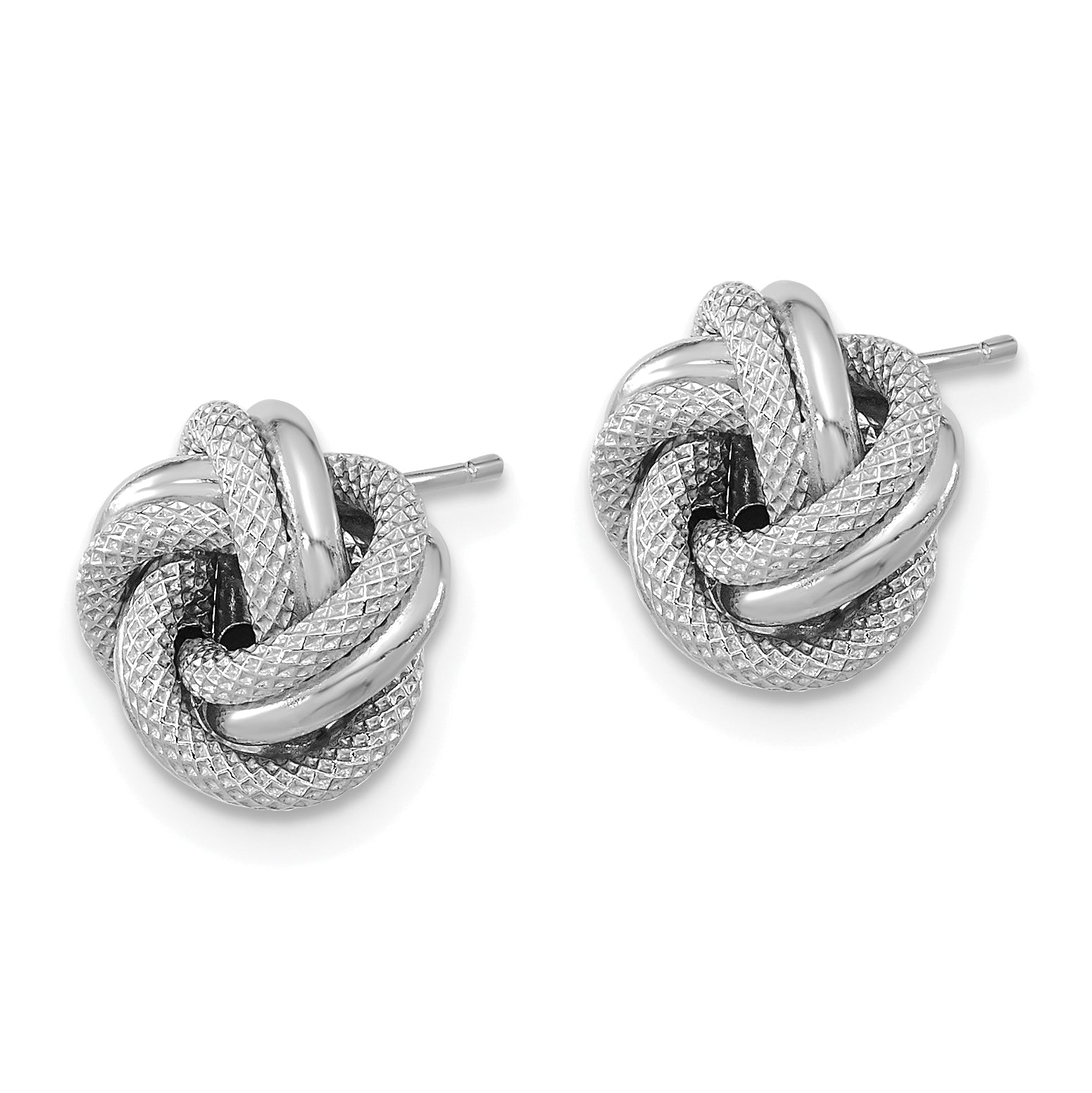 14k White Gold Polished Textured Double Love Knot Post Earrings Secondary image