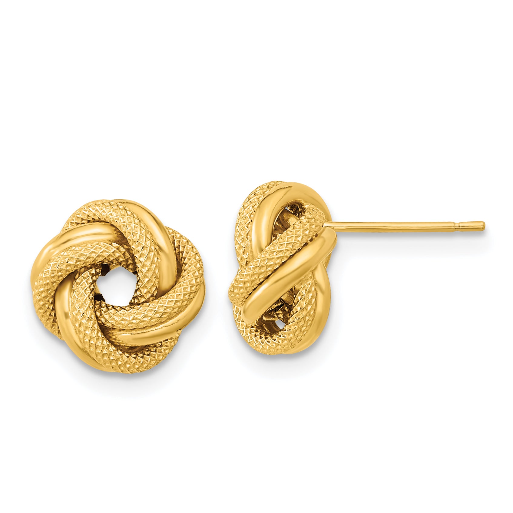 14k Polished Textured Double Love Knot Post Earrings Main image