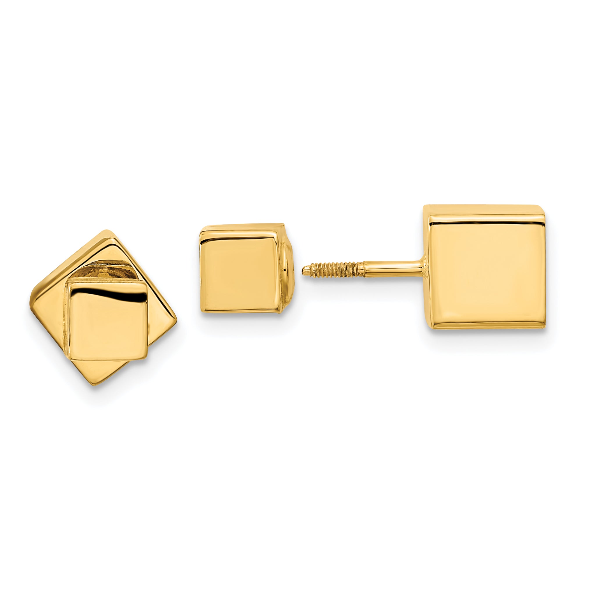 14k 5mm/7mm Cube Front & Back Post Screwback Earrings Main image