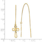 14k Polished D/C Box Chain w/Cross Threader Earrings
