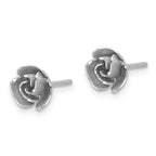 14k White Gold Satin Finish D/C Rose Post Earrings with Yellow Gold Earring Backs