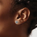 14k White Gold Satin Finish D/C Rose Post Earrings with Yellow Gold Earring Backs