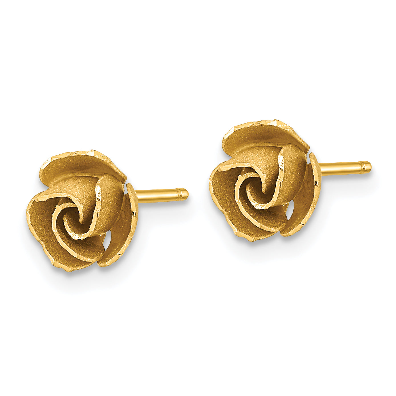 14k Yellow Gold Satin Finish D/C Rose Post Earrings Secondary image