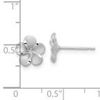 14k White Gold Satin Diamond-cut Plumeria Post Earrings