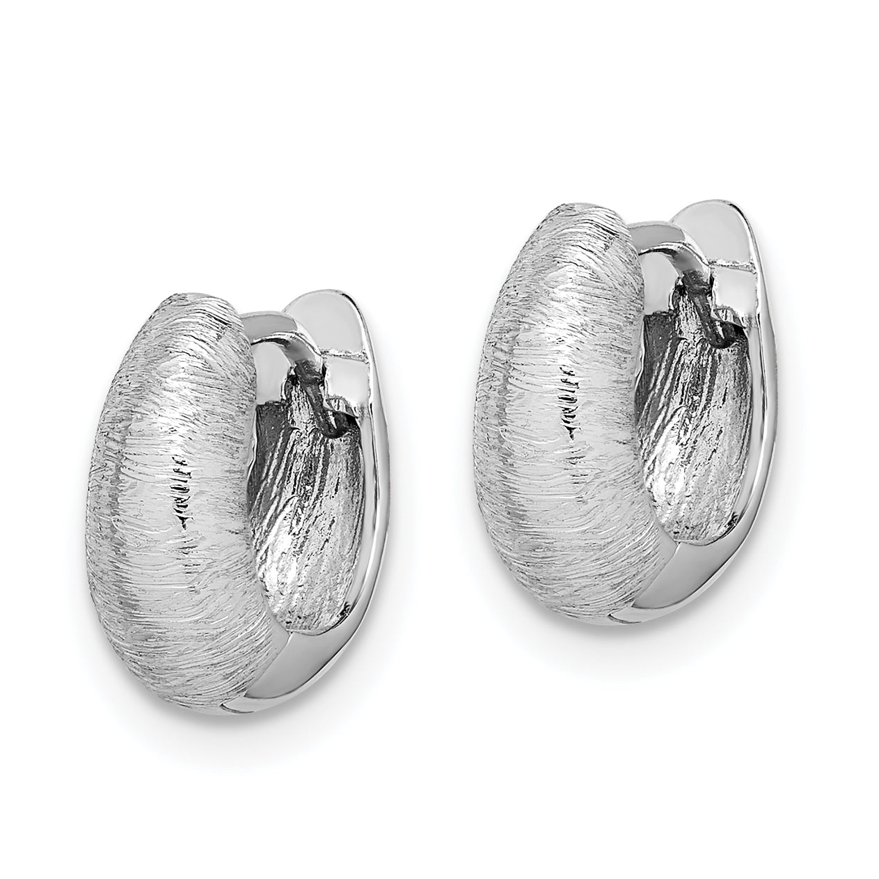 14K White Gold Textured Hoop Earrings