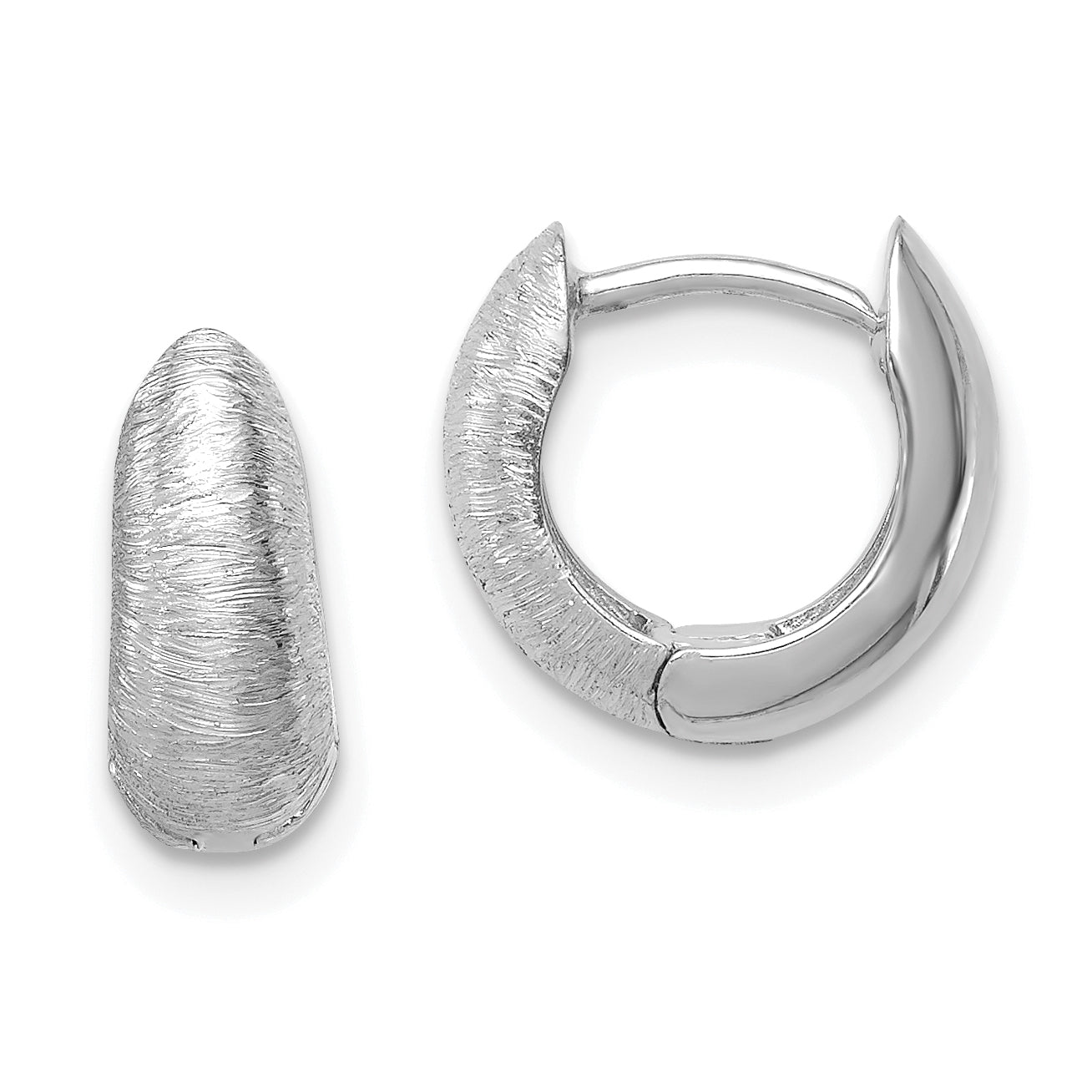 14K White Gold Textured Hoop Earrings Main image