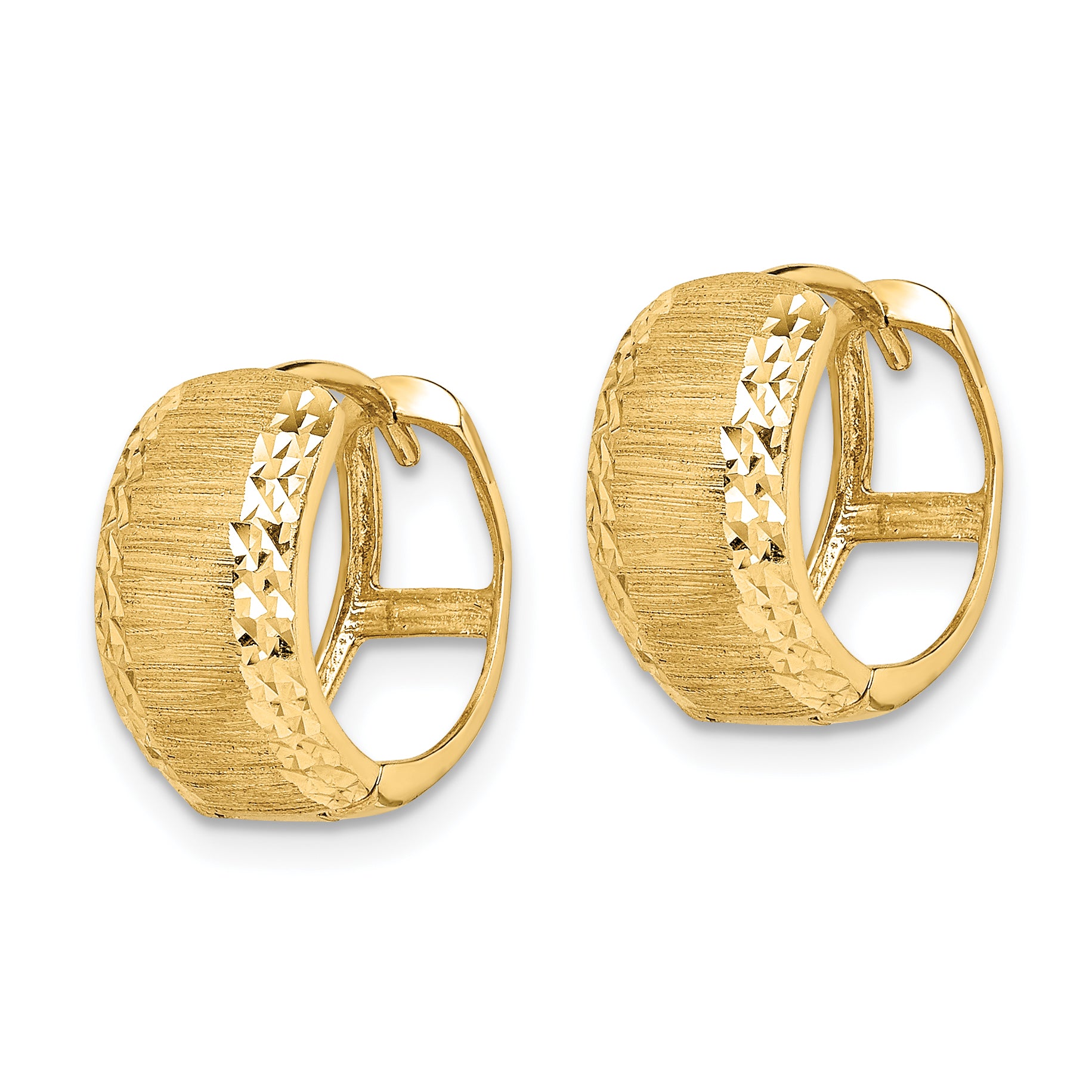 14K D/C and Textured Hoop Earrings Secondary image