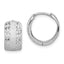 14K White Gold D/C Textured Hoop Earrings