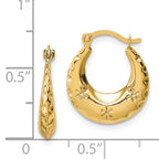 14k Textured Stamped Hoop Earrings