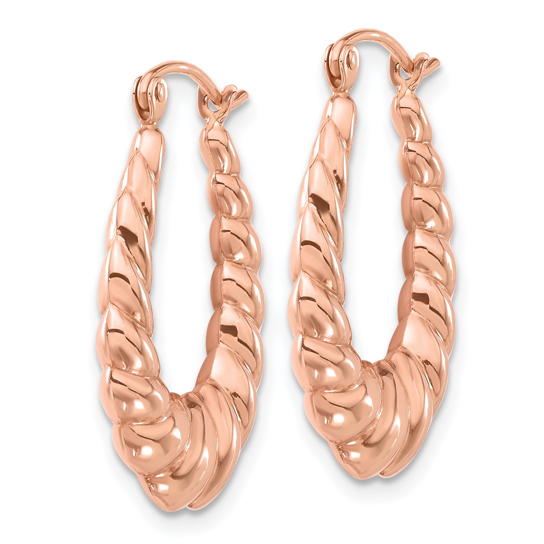 14k Rose Gold Polished Twisted Hollow Hoop Earrings Secondary image