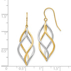 14K Two-Tone Twisted Polished Dangle Shepherd Hook Earrings